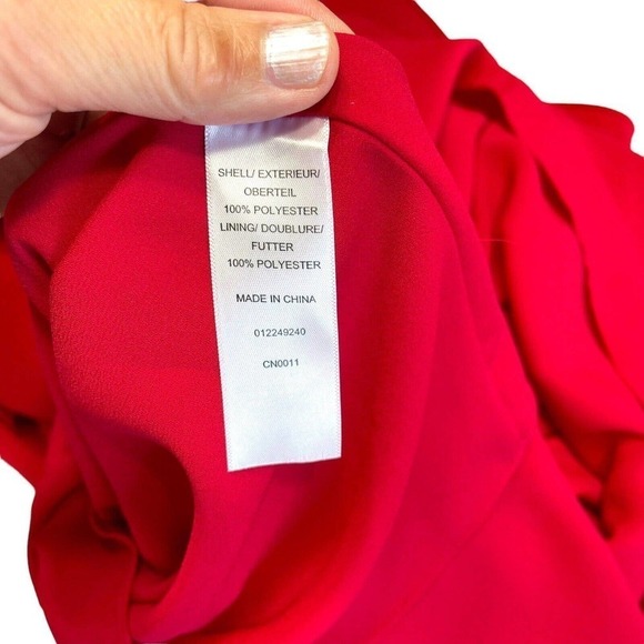 Adrianna Papell Asymmetrical Front Drape Crepe Shift Dress Size 8 Red EUC - Picture 10 of 11